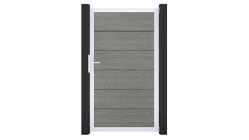 planeo Gardence Simply Premium - Porta universale in PVC Grigio Cenere con telaio in alluminio color argento | EV1 100 x 180 cm