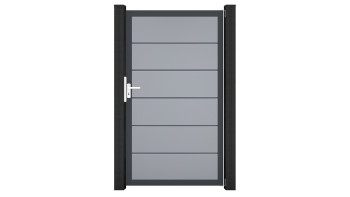 planeo Gardence Simply Premium - Porta universale in PVC grigio argento con telaio in alluminio antracite | DB703 100 x 180 cm
