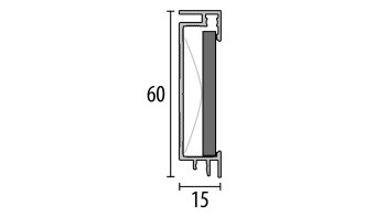battiscopa in alluminio planeo 059 argento - 2500 x 15 x 60 mm