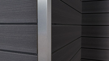 planeo Fassado - Rivestimento facciata a fasce romboidale WPC Prime grigio basalto