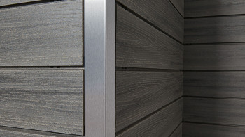 planeo Fassado - Rivestimento di facciata a fasce romboidali WPC grigio grafite