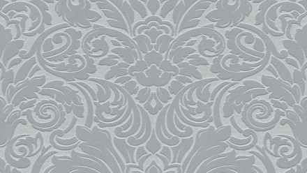 Carta da parati in vinile flocculata Castello Architects Ornamenti in carta Grigio Metallico 833