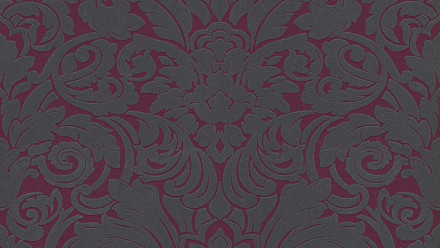 Carta da parati in vinile flocculata Castello Architects Ornamenti in carta Grigio Nero 835