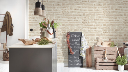 Carta da parati in vinile Best of Wood'n Stone 2a edizione A.S. Création muro in pietra beige crema 803