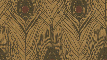 Carta da parati in vinile Absolutely Chic Architects Carta Retro Peacock Feathers Metallic Brown Brown Black 718