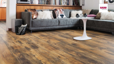 Pavimentazione in laminato Haro - Tritty 100 Gran Via 4V Silent CT - rovere vecchio - strutturato/opaco - bisellatura su 4 lati - 1 lastra larga