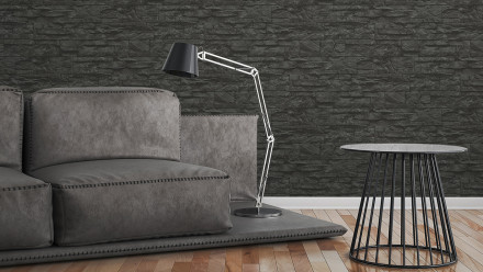 Carta da parati in vinile Best of Wood'n Stone 2a edizione A.S. Création muro di pietra grigio nero 123