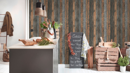 Carta da parati in vinile Best of Wood'n Stone 2a edizione A.S. Création muro in legno stile country beige marrone grigio 612