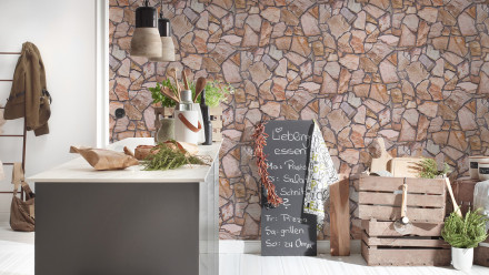 Carta da parati in vinile Best of Wood'n Stone 2a edizione A.S. Création muro in pietra beige marrone grigio 316