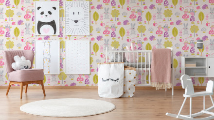 Ragazzi e ragazze 6 A.S. Création carta da parati per bambini animali della foresta colorata bianca 551