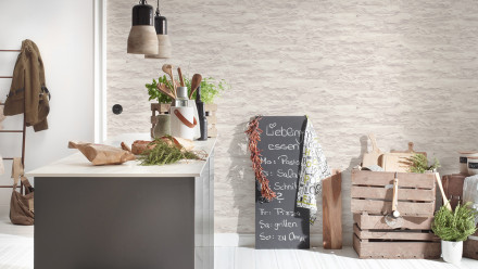 Carta da parati in vinile Il meglio del tessuto non tessuto Livingwalls muro di pietra bianco crema 083+D633D1261D68D628:D1295
