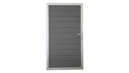 planeo Solid - porta universale grigio pietra coesiste con telaio in alluminio
