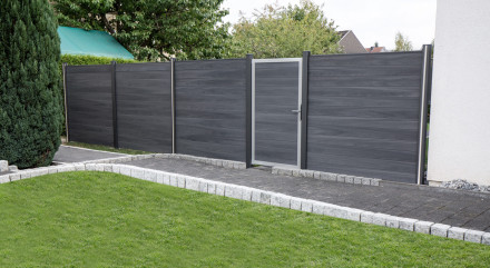 planeo Solid - recinzioni giardino quadrato in pietra grigio coex