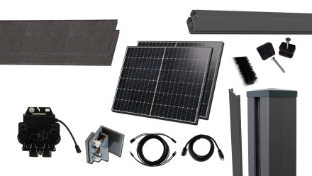 planeo recinzione solare set completo formato verticale 2061 mm di altezza x 2554 mm di larghezza grigio antracite per l'incasso nel calcestruzzo