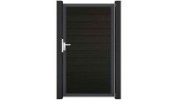 planeo Solid - recinzioni da giardino cancello universale nero co-ex con telaio in alluminio argento 100x180x4cm