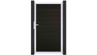 planeo Solid - recinzioni da giardino cancello universale nero co-ex con telaio in alluminio argento 150x180x4cm