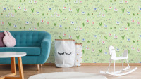 carta da parati in tessuto non tessuto verde moderno bambini fiori & natura ragazzi & ragazze 6 852