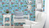 Ragazzi e ragazze 6 A.S. Création carta da parati per bambini strade blu multicolore 321