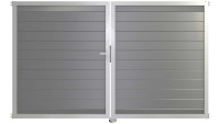 porta planeo Gardence in alluminio - DIN sinistro a 2 ante grigio argento con telaio in alluminio argento