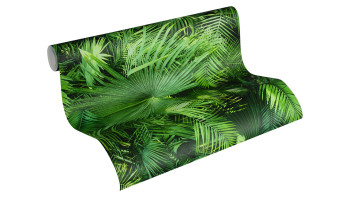 Carta da parati in vinile nuovo pad 2.0 A.S. Création moderna palma foglie verde nero 001