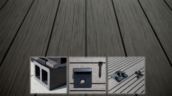 planeo AntikWood Set completo di listoni massicci per decking WPC - grigio antracite anticato
