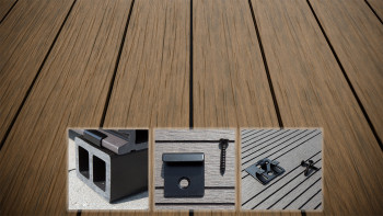 planeo AntikWood WPC set completo di tavole massicce - Marrone chiaro anticato