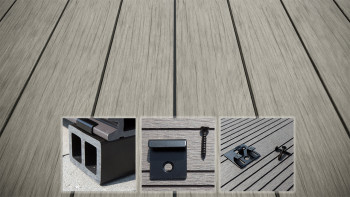 planeo AntikWood WPC set completo di tavole massicce - Grigio pietra anticato