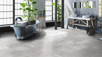 planeo Rigid Click Vinyl - Loft grigio cemento | Piastrella XXL