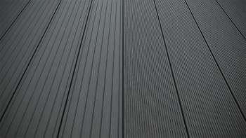 planeo LineWood WPC decking board solid - grigio scuro 3m scanalato/scanalato
