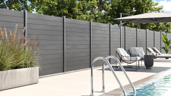 recinzione planeo Gardence WPC - grigio pietra co-ex incl. inserto design a scelta 180 x 180 cm