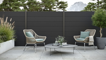 recinzione planeo Gardence WPC XL - Anthracite incl. inserto design a scelta 180 x 180 cm
