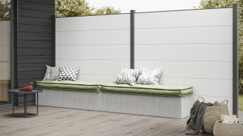 planeo Basic - PVC Plug-in Fence Square Bianco 180 x 180cm