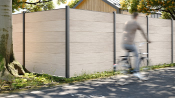 recinzione a innesto planeo Gardence in PVC - Cream Oak incl. inserto design a scelta 180 x 180 cm