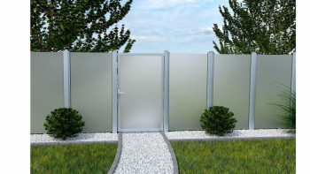 planeo Gardence Flair - Porta in vetro DIN Destro strisce di blocco con telaio in alluminio 100 x 180cm