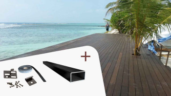 planeo set completo legno per esterni 1.85m solido tavolato bambù scuro liscio/scanalato