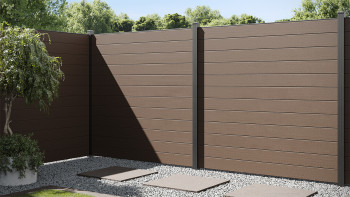 recinzione planeo Gardence WPC - Terra incl. inserto design a scelta 180 x 180 cm