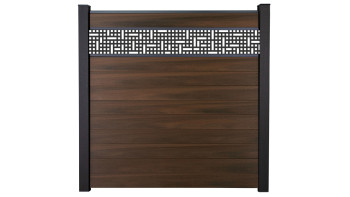 planeo Gardence Strong - rete di recinzione a innesto BPC in noce co-ex 180 x 180 cm