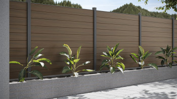 recinzione planeo Gardence WPC - noce co-ex incl. inserto design a scelta 180 x 180 cm