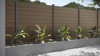 recinzione planeo Gardence WPC - Walnut co-ex incl. inserto design a scelta 180 x 180 cm