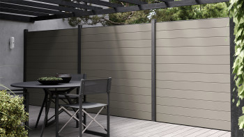 recinzione planeo Gardence WPC - Grey incl. inserto design a scelta 180 x 180 cm