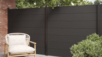 recinzione planeo Gardence WPC XL - nero co-ex incl. inserto design a scelta 180 x 180 cm