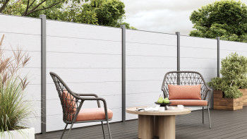 recinzione planeo Gardence WPC XL - BiColor White incl. inserto design a scelta 180 x 180 cm