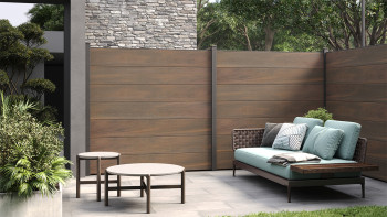 recinzione planeo Gardence WPC XL - noce co-ex incl. inserto design a scelta 180 x 180 cm
