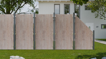 planeo Gardence Resistant - Recinzione privacy in HPL con bordo - aspetto legno 90 x 180cm