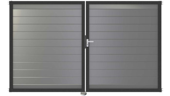 planeo Gardence Metallic - Porta in alluminio DIN Destro a 2 ante Grigio argento con telaio in alluminio antracite