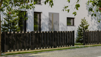 planeo Gardence Premade - BPC recinzione da giardino anteriore antracite con traversa EV1 argento 180 x 90 cm