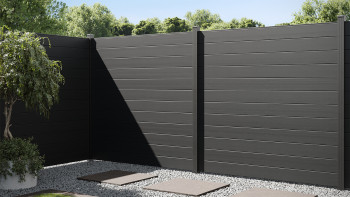 recinzione da giardino in alluminio planeo Gardence - Anthracite incl. inserto design a scelta 180 x 180 cm