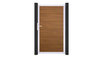 planeo Gardence Simply - Porta universale in PVC Quercia dorata con telaio in alluminio argento | EV1 100 x 180 cm