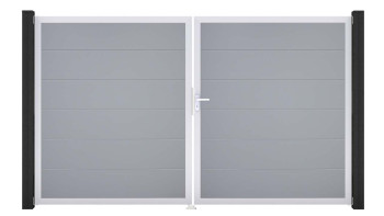 planeo Gardence Simply - Porta in PVC - DIN Destro a 2 ante Grigio argento con telaio in alluminio argento