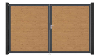 planeo Gardence Simply - Porta in PVC - DIN Destro a 2 ante Quercia nodosa naturale con telaio in alluminio antracite